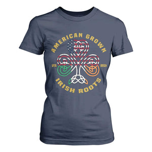 American Grown With Irish Roots T Shirt For Women Irish American Shamrock TS11 Navy Print Your Wear