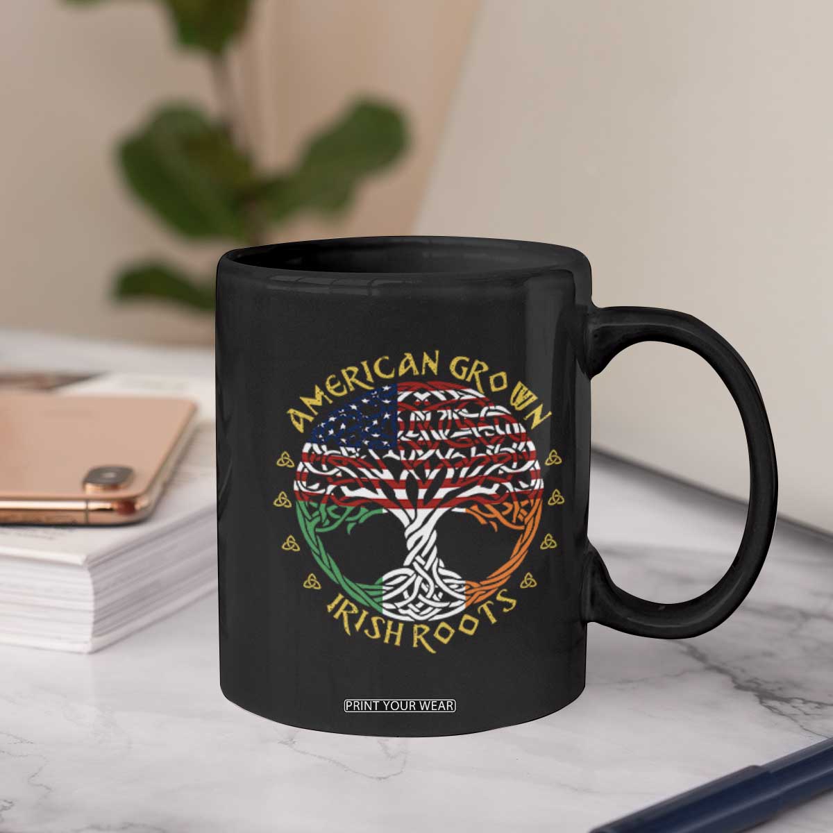 American Grown With Irish Roots Coffee Mug Irish American Tree TS11 Print Your Wear