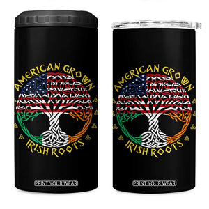 American Grown With Irish Roots 4 in 1 Can Cooler Tumbler Irish American Tree TS11 One Size: 16 oz Black Print Your Wear