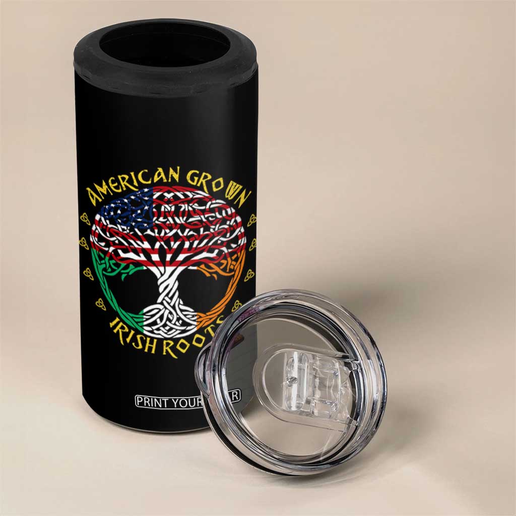 American Grown With Irish Roots 4 in 1 Can Cooler Tumbler Irish American Tree TS11 Print Your Wear