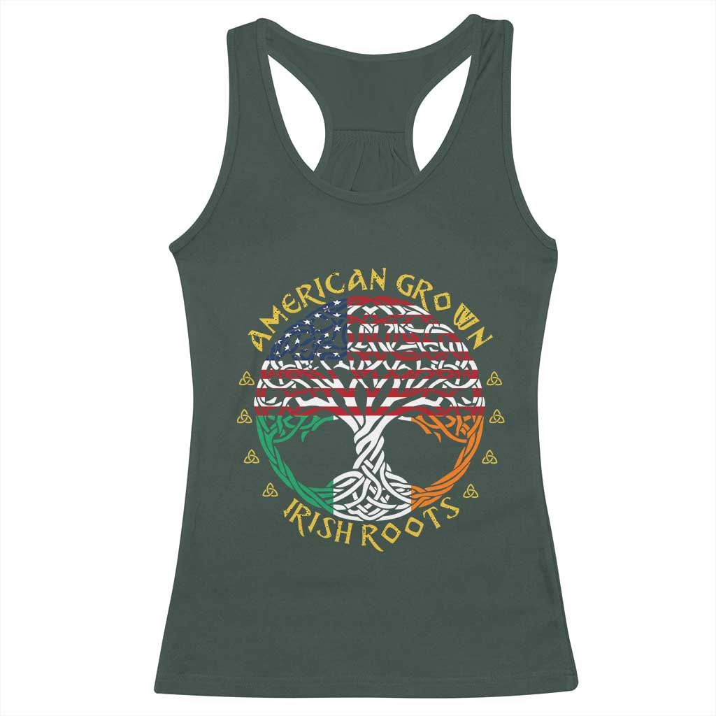 American Grown With Irish Roots Racerback Tank Top Irish American Tree TS11 Dark Forest Green Print Your Wear