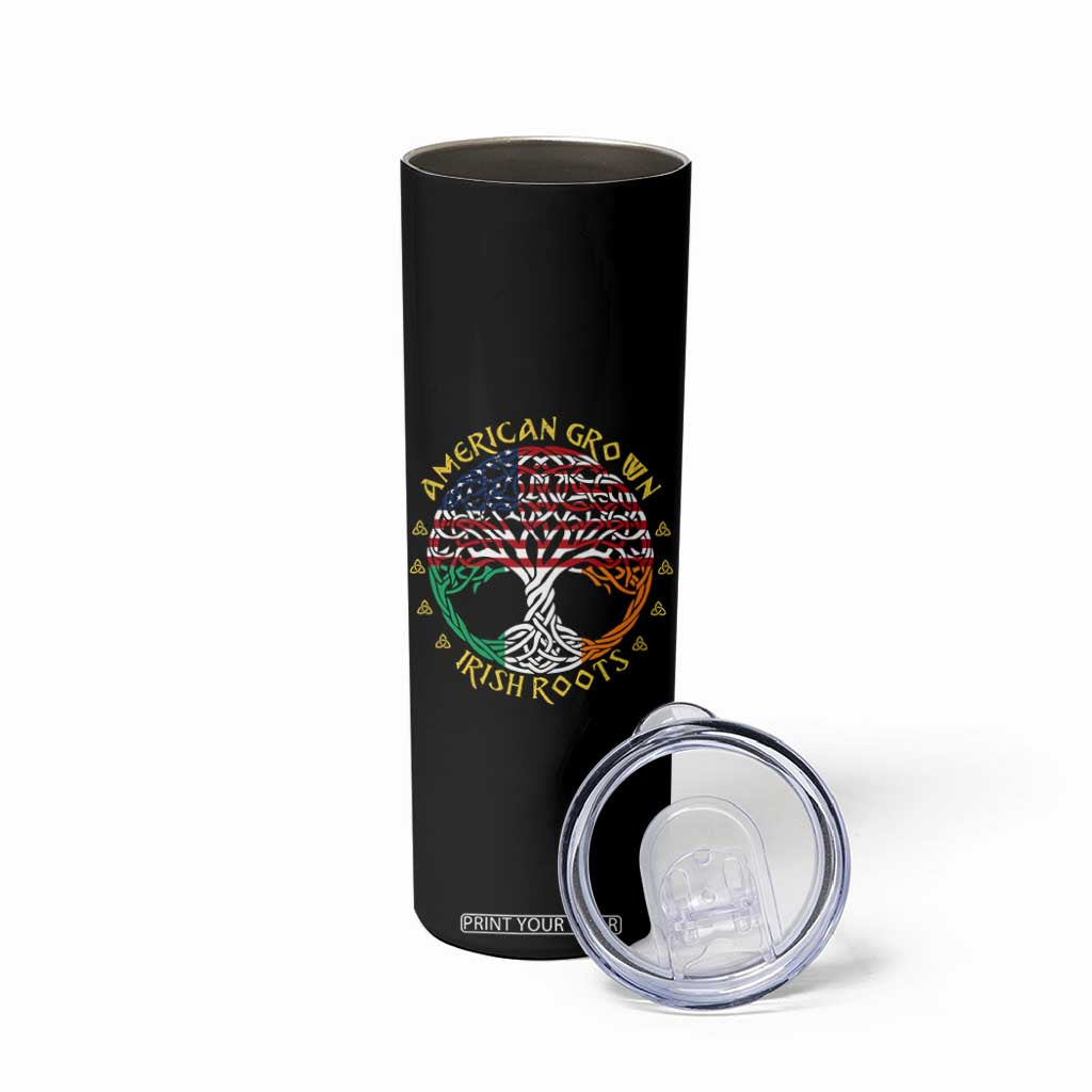 American Grown With Irish Roots Skinny Tumbler Irish American Tree TS11 Print Your Wear