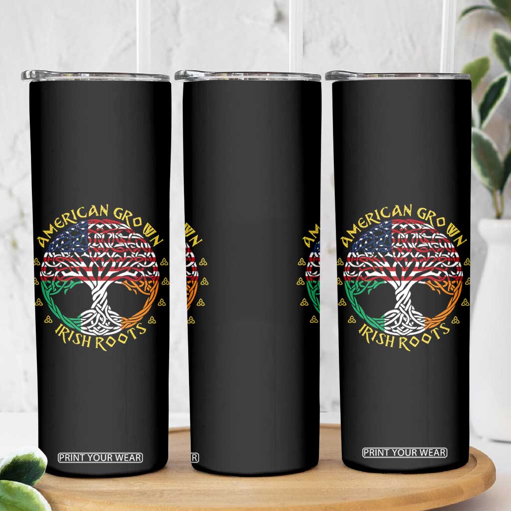 American Grown With Irish Roots Skinny Tumbler Irish American Tree TS11 Print Your Wear