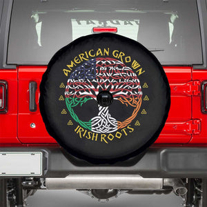 American Grown With Irish Roots Spare Tire Cover Irish American Tree TS11 Black Print Your Wear