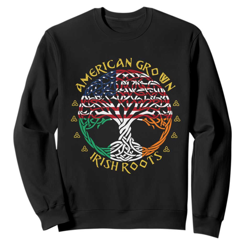 American Grown With Irish Roots Sweatshirt Irish American Tree TS11 Black Print Your Wear