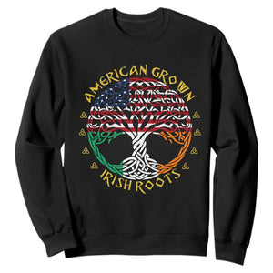 American Grown With Irish Roots Sweatshirt Irish American Tree TS11 Black Print Your Wear