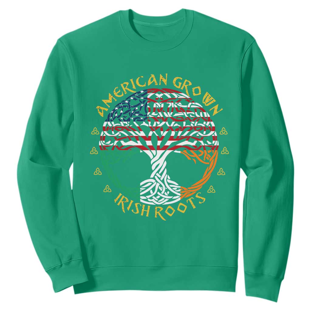 American Grown With Irish Roots Sweatshirt Irish American Tree TS11 Irish Green Print Your Wear