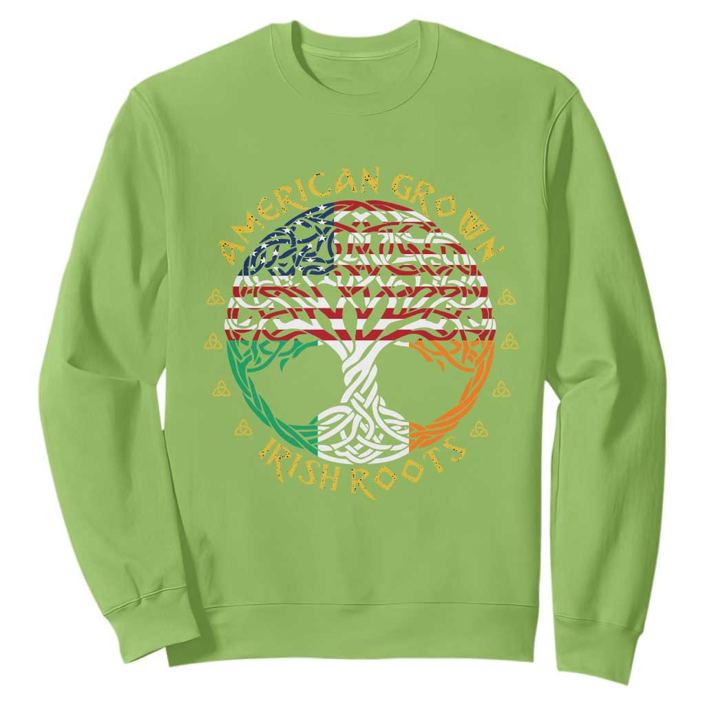 American Grown With Irish Roots Sweatshirt Irish American Tree TS11 Lime Print Your Wear
