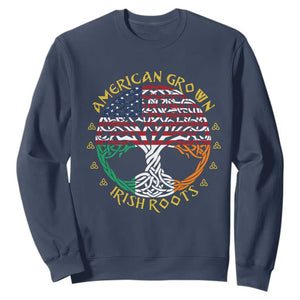 American Grown With Irish Roots Sweatshirt Irish American Tree TS11 Navy Print Your Wear