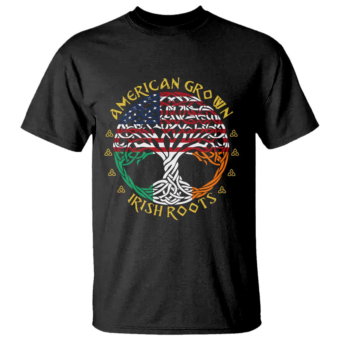 American Grown With Irish Roots T Shirt Irish American Tree TS11 Black Print Your Wear