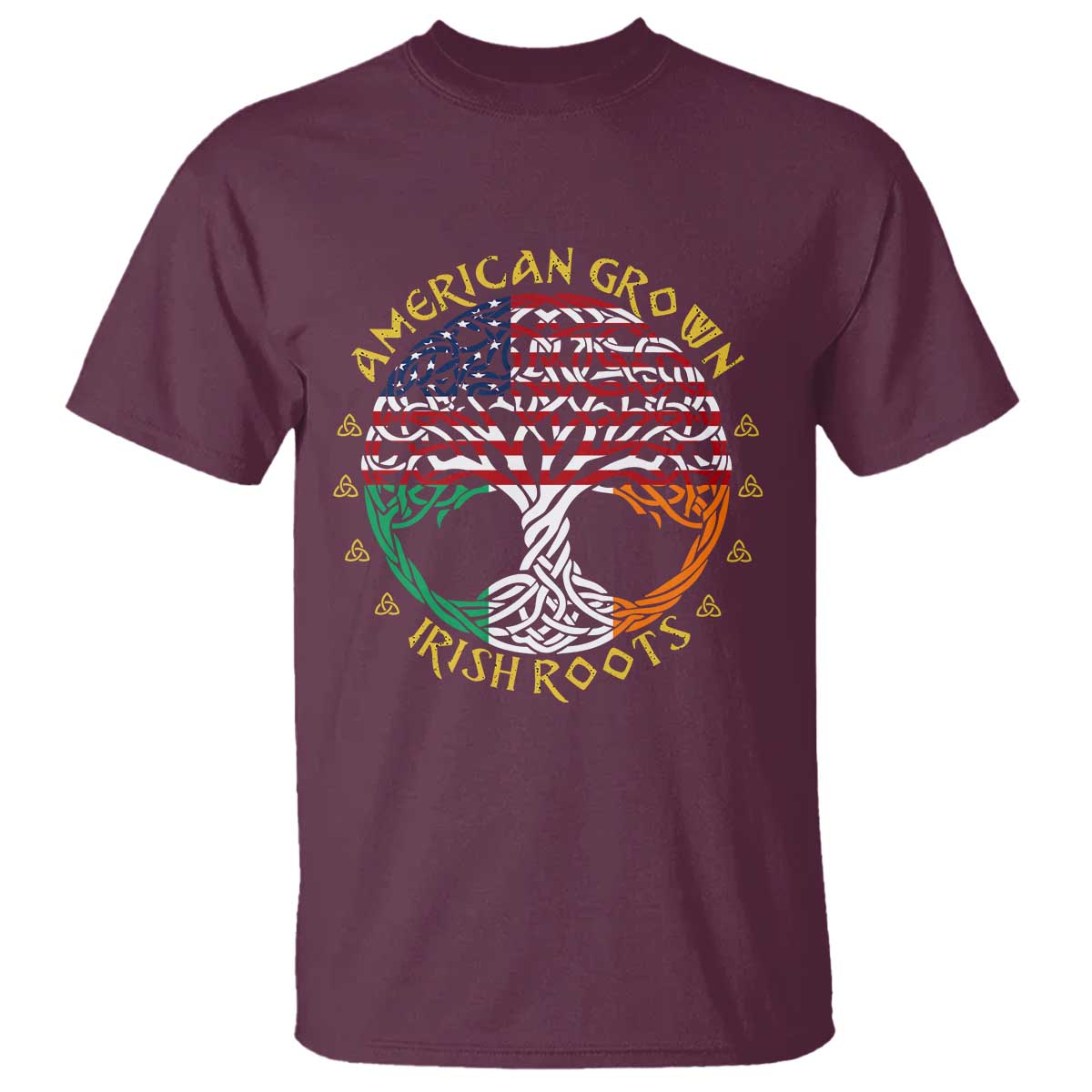 American Grown With Irish Roots T Shirt Irish American Tree TS11 Maroon Print Your Wear