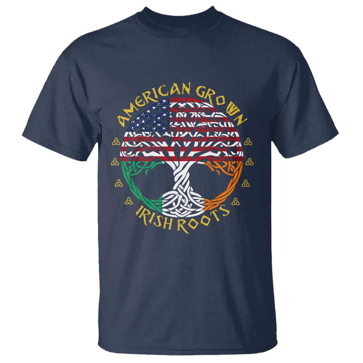 American Grown With Irish Roots T Shirt Irish American Tree TS11 Navy Print Your Wear