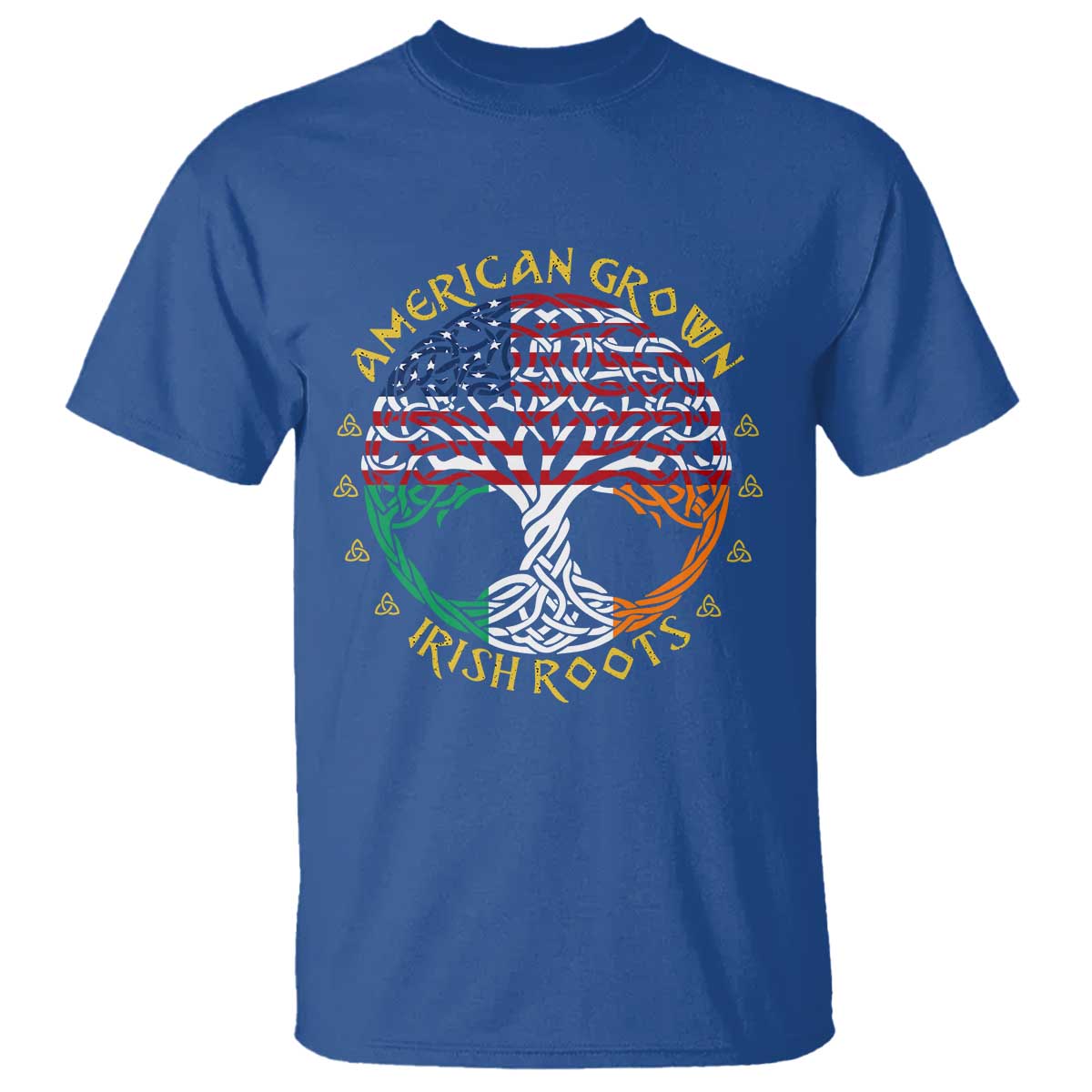 American Grown With Irish Roots T Shirt Irish American Tree TS11 Royal Blue Print Your Wear