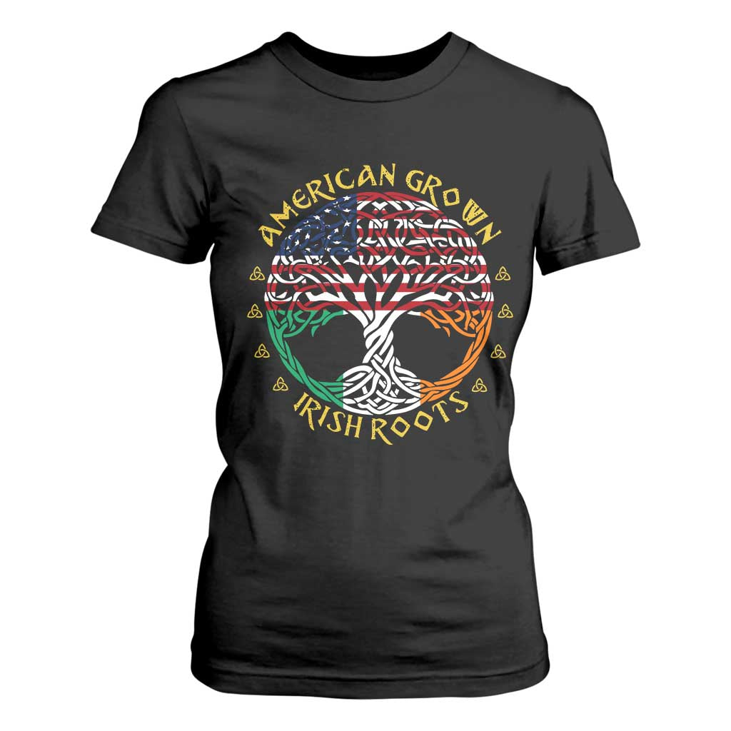 American Grown With Irish Roots T Shirt For Women Irish American Tree TS11 Black Print Your Wear