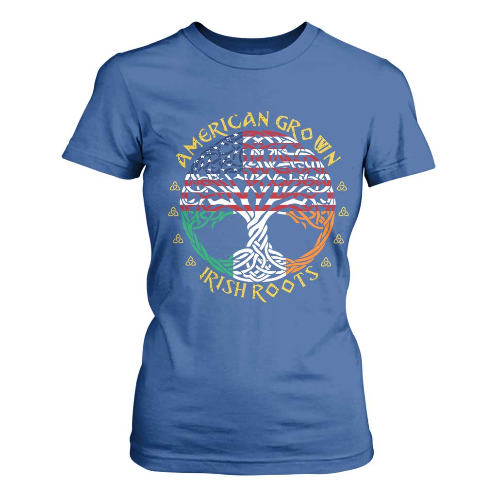 American Grown With Irish Roots T Shirt For Women Irish American Tree TS11 Royal Blue Print Your Wear