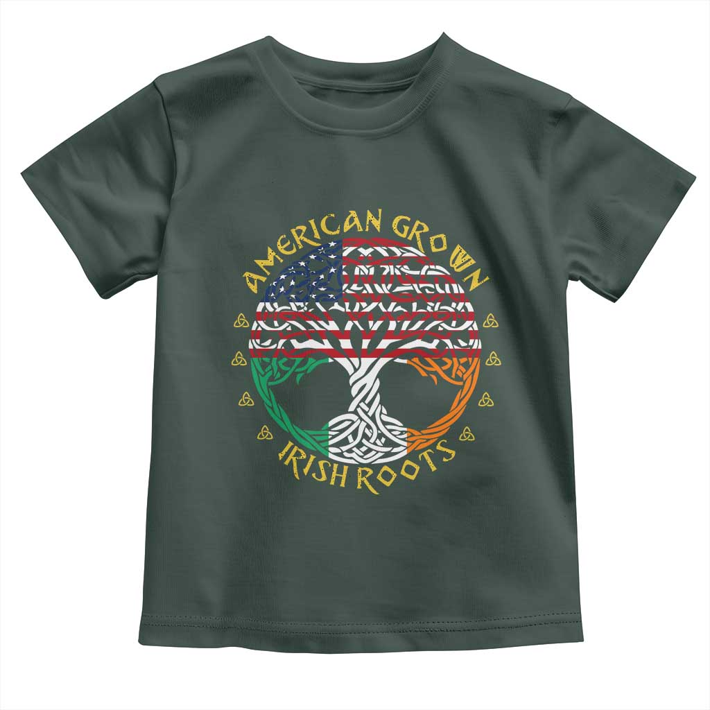 American Grown With Irish Roots Toddler T Shirt Irish American Tree TS11 Dark Forest Green Print Your Wear
