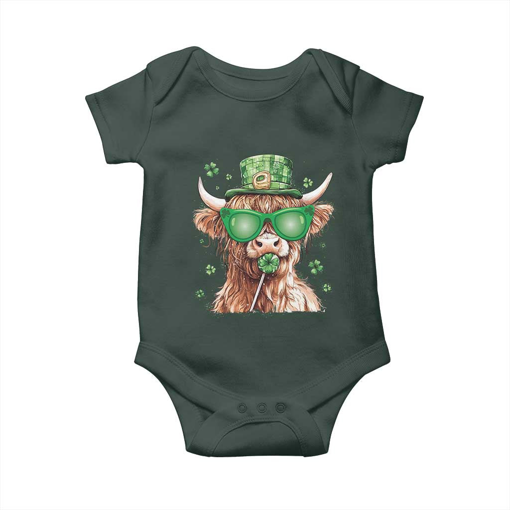 Funny St Patrick's Day Highland Cow Shamrock Baby Onesie TS11 Print Your Wear