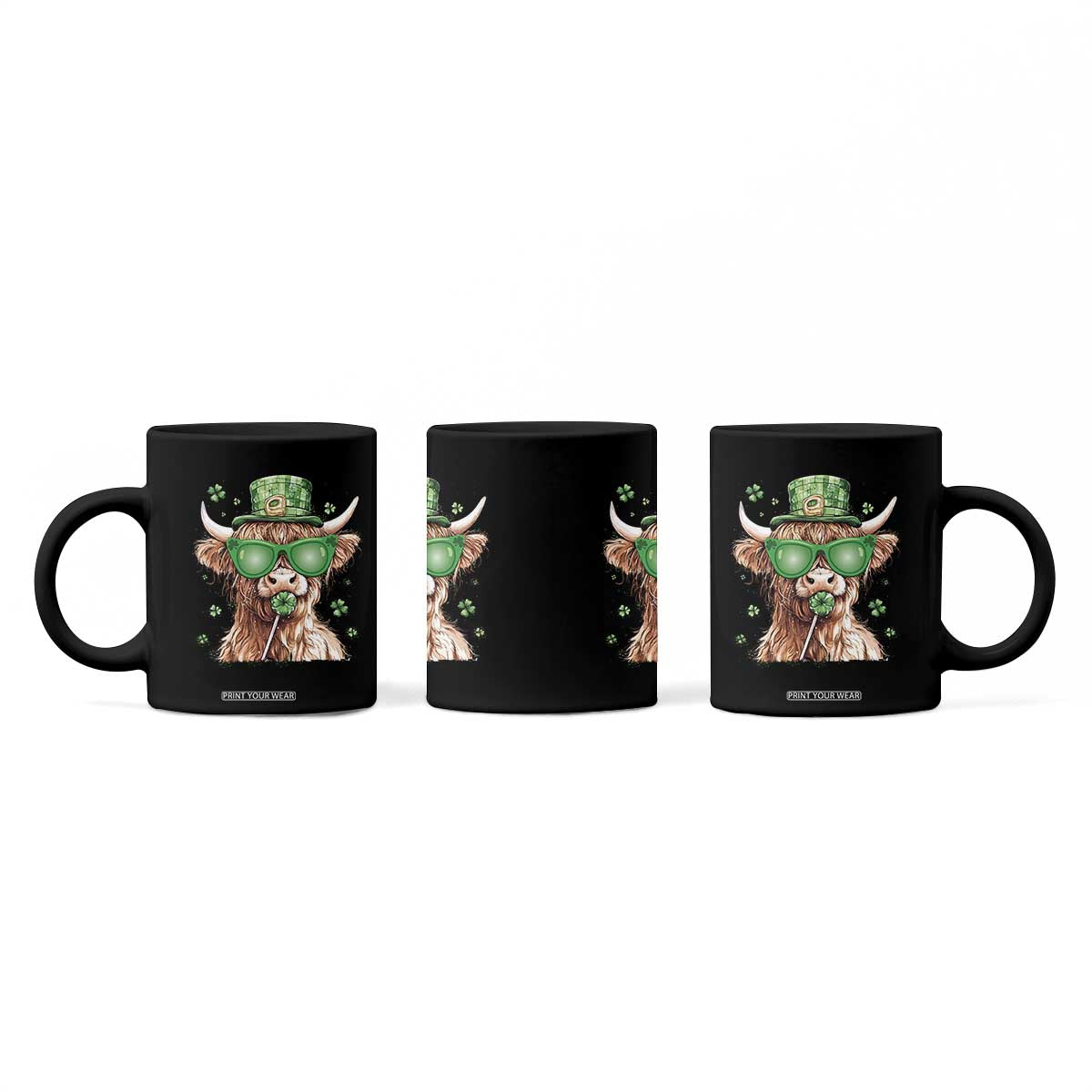 Funny St Patrick's Day Highland Cow Shamrock Coffee Mug TS11 Print Your Wear