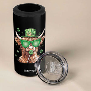 Funny St Patrick's Day Highland Cow Shamrock 4 in 1 Can Cooler Tumbler TS11 Print Your Wear