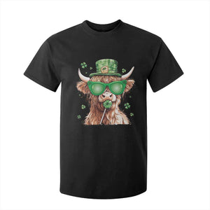 Funny St Patrick's Day Highland Cow Shamrock T Shirt For Kid TS11 Black Print Your Wear