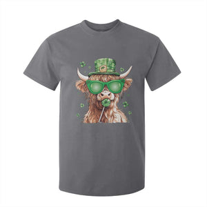 Funny St Patrick's Day Highland Cow Shamrock T Shirt For Kid TS11 Charcoal Print Your Wear