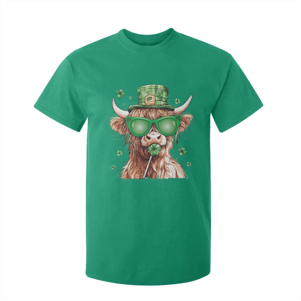 Funny St Patrick's Day Highland Cow Shamrock T Shirt For Kid TS11 Irish Green Print Your Wear
