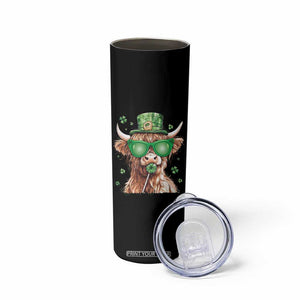 Funny St Patrick's Day Highland Cow Shamrock Skinny Tumbler TS11 Print Your Wear