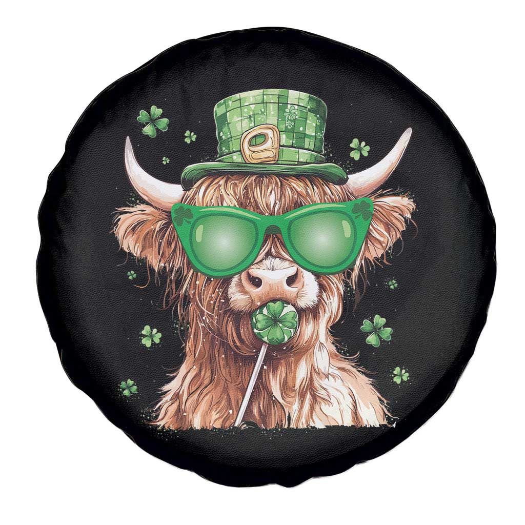 Funny St Patrick's Day Highland Cow Shamrock Spare Tire Cover TS11 Print Your Wear