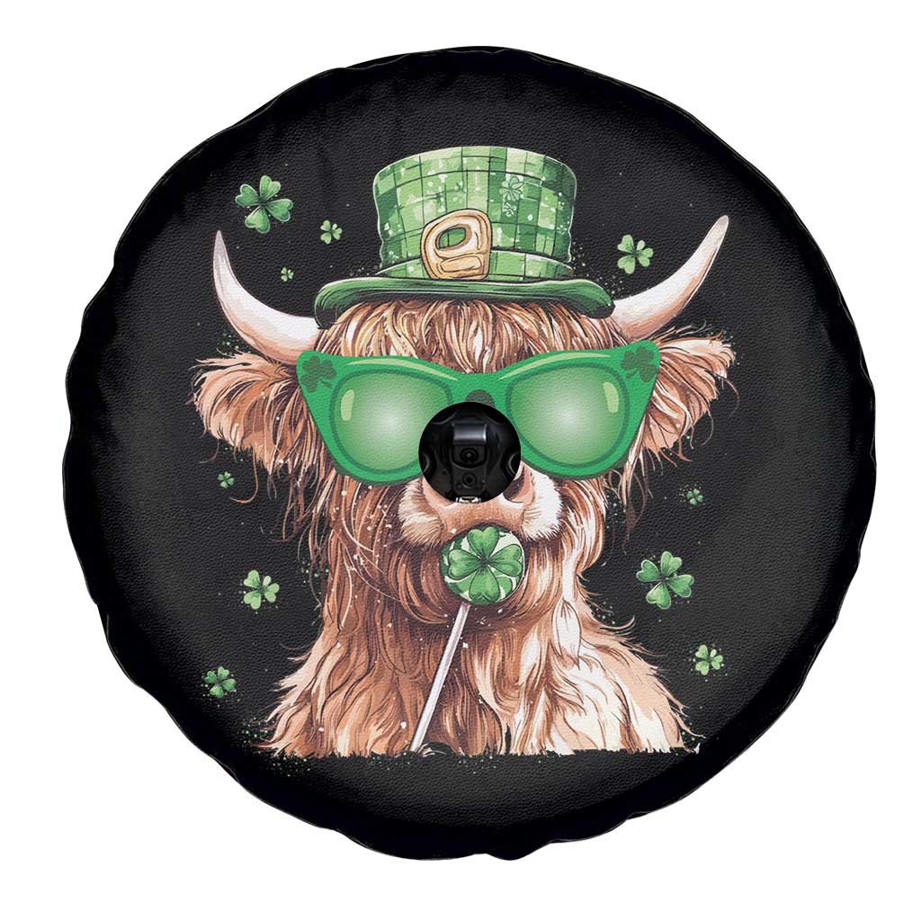 Funny St Patrick's Day Highland Cow Shamrock Spare Tire Cover TS11 Print Your Wear