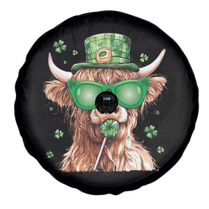 Funny St Patrick's Day Highland Cow Shamrock Spare Tire Cover TS11 Print Your Wear