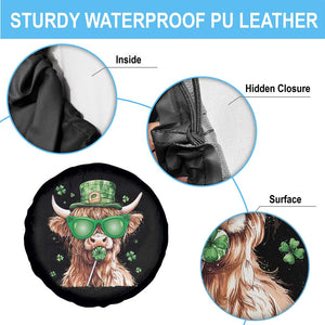 Funny St Patrick's Day Highland Cow Shamrock Spare Tire Cover TS11 Print Your Wear