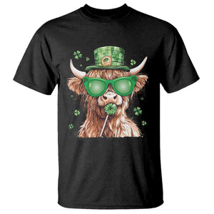 Funny St Patrick's Day Highland Cow Shamrock T Shirt TS11 Black Print Your Wear