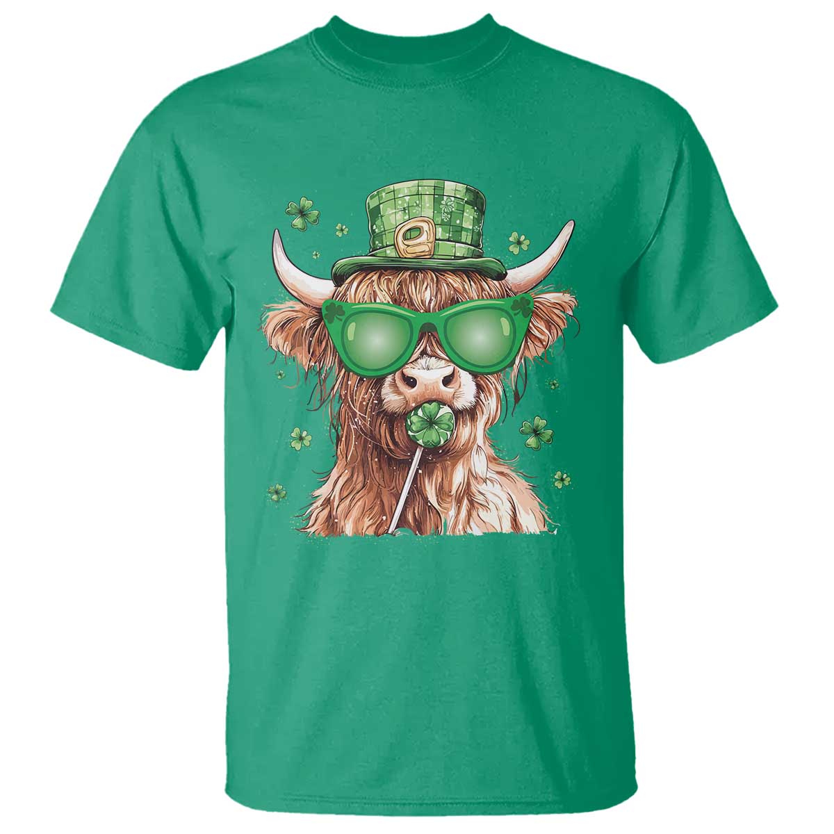 Funny St Patrick's Day Highland Cow Shamrock T Shirt TS11 Irish Green Print Your Wear