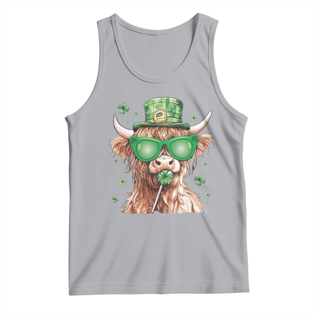 Funny St Patrick's Day Highland Cow Shamrock Tank Top TS11 Athletic Heather Print Your Wear