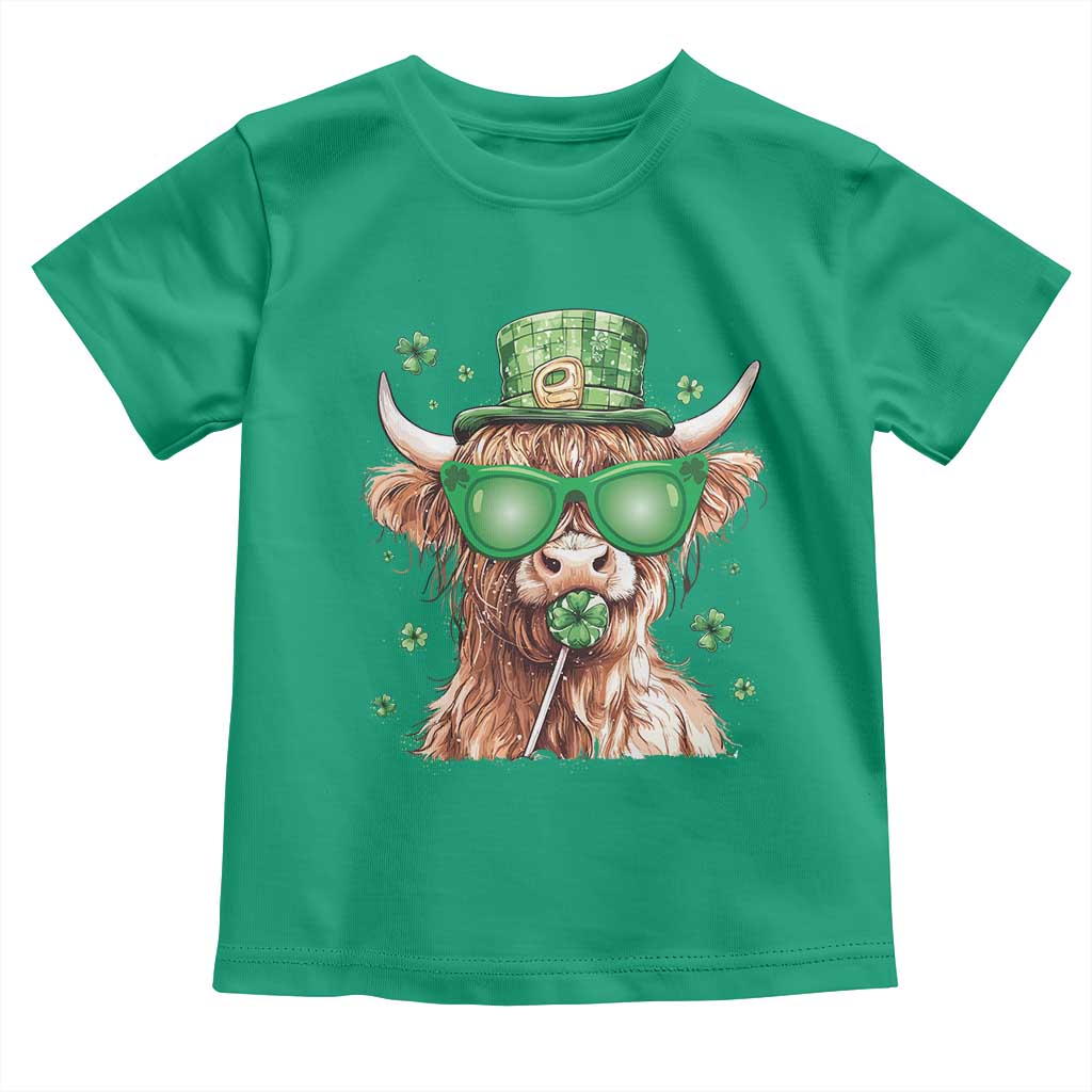 Funny St Patrick's Day Highland Cow Shamrock Toddler T Shirt TS11 Irish Green Print Your Wear