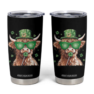 Funny St Patrick's Day Highland Cow Shamrock Tumbler Cup TS11 Black Print Your Wear
