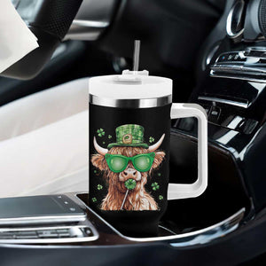 Funny St Patrick's Day Highland Cow Shamrock Tumbler With Handle TS11 Print Your Wear