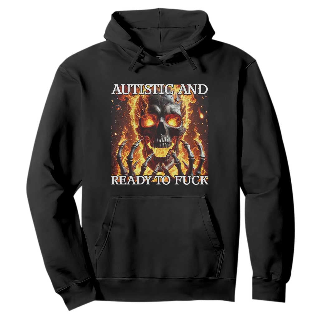 Funny Autistic Fire Skeleton Hoodie Autism Humor Joke TS11 Black Print Your Wear