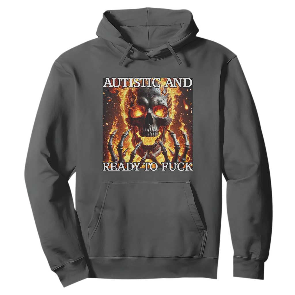 Funny Autistic Fire Skeleton Hoodie Autism Humor Joke TS11 Dark Heather Print Your Wear