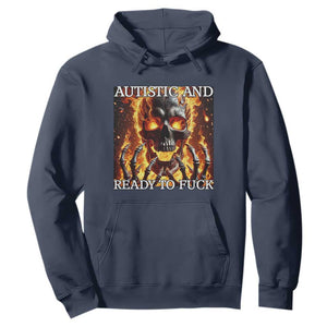 Funny Autistic Fire Skeleton Hoodie Autism Humor Joke TS11 Navy Print Your Wear