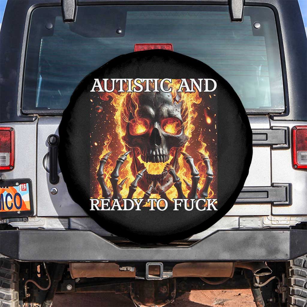 Funny Autistic Fire Skeleton Spare Tire Cover Autism Humor Joke TS11 No hole Black Print Your Wear