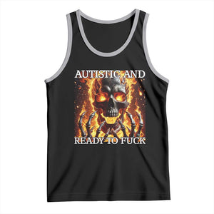 Funny Autistic Fire Skeleton Tank Top Autism Humor Joke TS11 Black Athletic Heather Print Your Wear