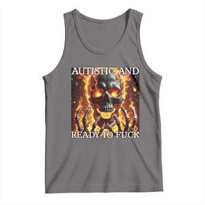 Funny Autistic Fire Skeleton Tank Top Autism Humor Joke TS11 Deep Heather Print Your Wear