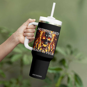 Funny Autistic Fire Skeleton Tumbler With Handle Autism Humor Joke TS11 Print Your Wear