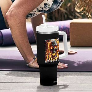 Funny Autistic Fire Skeleton Tumbler With Handle Autism Humor Joke TS11 Print Your Wear