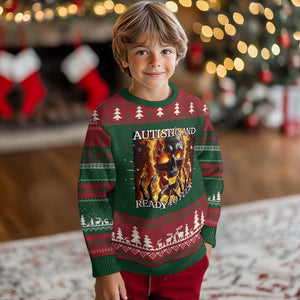 Funny Autistic Fire Skeleton Knit Sweatshirt Autism Humor Joke TS11 Christmas Print Your Wear