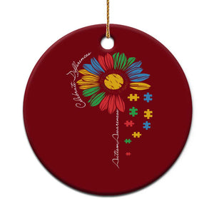 Autism Awareness Celebrate Differences Ceramic Ornament Sunflower Puzzle Pieces TS11 1pc Red Print Your Wear