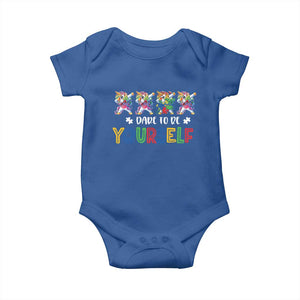 Funny Autism Awareness Dare To Be Yourself Baby Onesie Dabbing Unicorn TS11 Royal Blue Print Your Wear