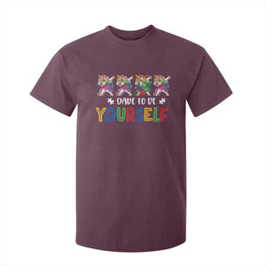 Funny Autism Awareness Dare To Be Yourself T Shirt For Kid Dabbing Unicorn TS11 Maroon Print Your Wear