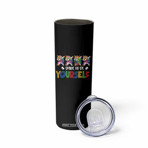 Funny Autism Awareness Dare To Be Yourself Skinny Tumbler Dabbing Unicorn TS11 Print Your Wear